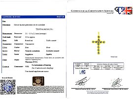 Blue Sapphire Cross Pendant certificate  