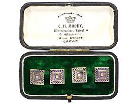 Enamel and 18ct Yellow Gold Cufflinks - Antique Circa 1935