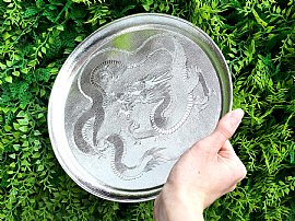 Chinese Silver Dragon Salver