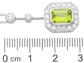 Emerald Cut Peridot Pendant with Ruler