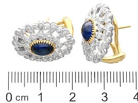 Vintage Cabochon Sapphire Cluster Earrings