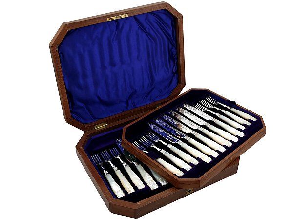 Boxed Antique Silver Dessert Cutlery