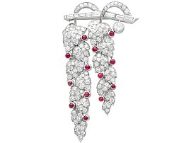 Ruby and 5.32ct Diamond Vine Brooch in Platinum