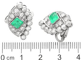 Art Deco Emerald and Diamond Earrings with Ruler