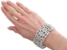 Wearing Art Deco Platinum Diamond Bracelet