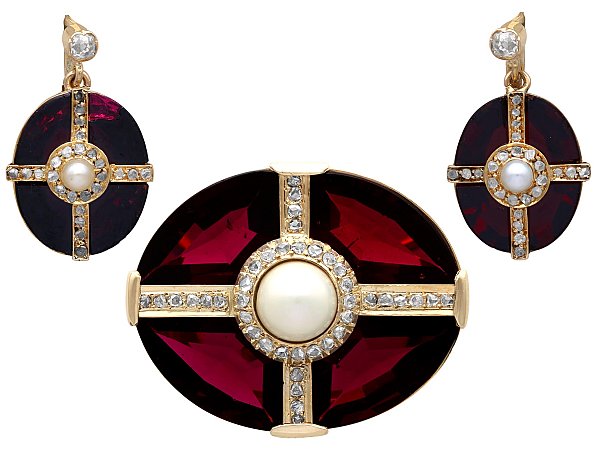 Antique Garnet Jewellery Set for Sale