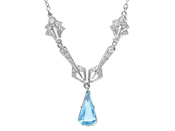 Aquamarine and Diamond Necklace in Platinum