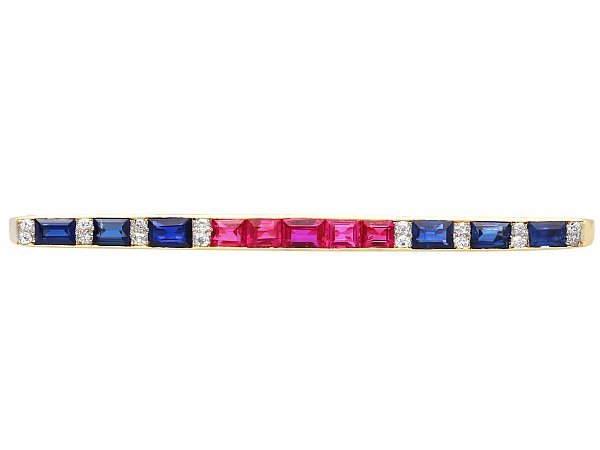 Edwardian Bar Brooch with Sapphires and Rubies