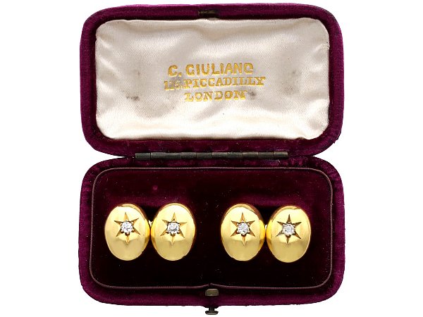 Victorian Gold Cufflinks with Diamonds