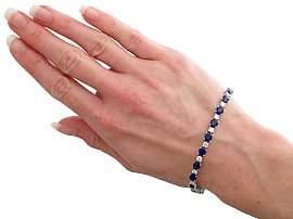 Diamond and Sapphire Line Bracelet wearing