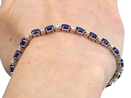 Diamond and Sapphire Line Bracelet wearing