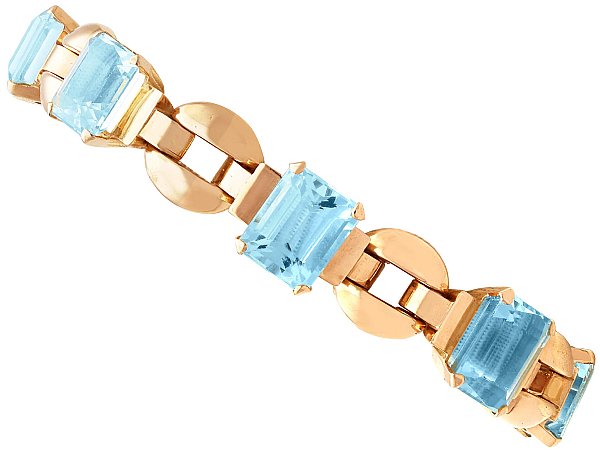 Art Deco Aquamarine Bracelet in Gold