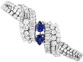 1.60ct Ceylon Sapphire, 15.25ct Diamond and Platinum Bracelet - Vintage French Import Circa 1950