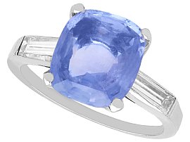 4.20ct Cushion Cut Ceylon Sapphire and Diamond Ring in Platinum