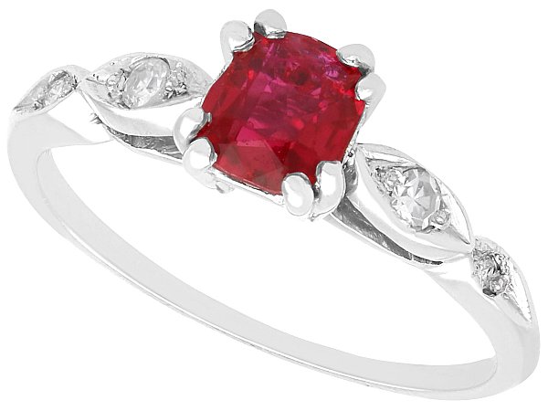 Burmese Ruby and Diamond Ring in Platinum