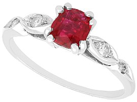 0.70ct Burmese Ruby and Diamond Ring Platinum