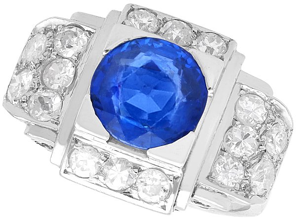 Antique Ceylon Sapphire and Diamond Ring