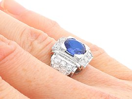 Antique Ceylon Sapphire and Diamond Ring on hand