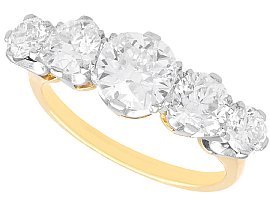 2.92ct Diamond Five Stone Ring in 18ct Yellow Gold