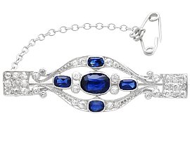 Edwardian 1.50ct Sapphire Diamond and Platinum Brooch