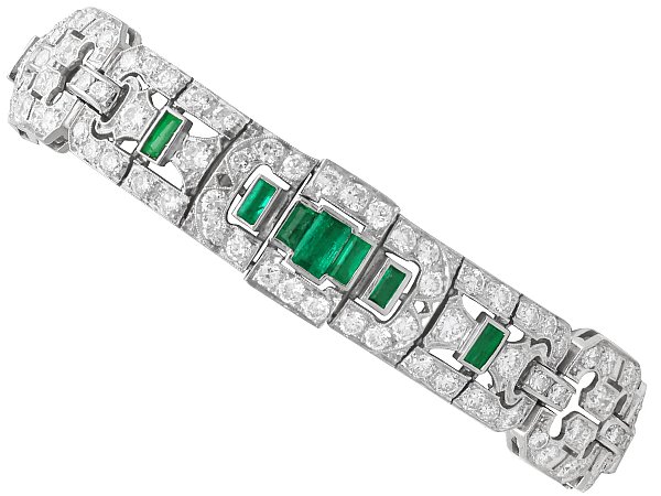 Emerald Diamond Platinum Bracelet for Sale