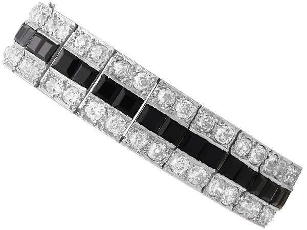 Antique Diamond and Onyx Bracelet in Platinum