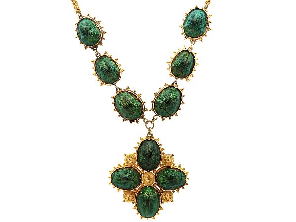 Scarab Beetle Necklace in Yellow Gold