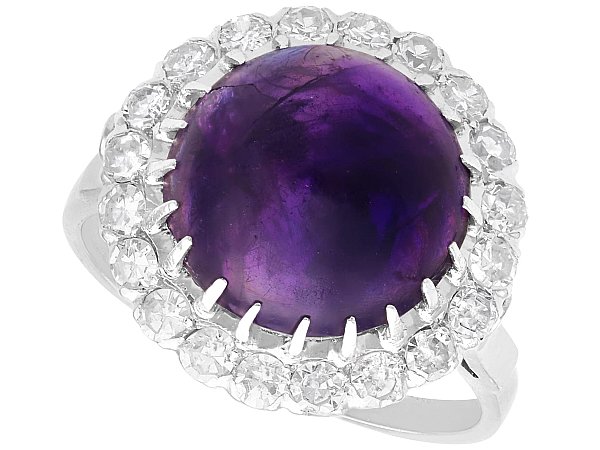 Cabochon Amethyst Ring in Platinum for Sale