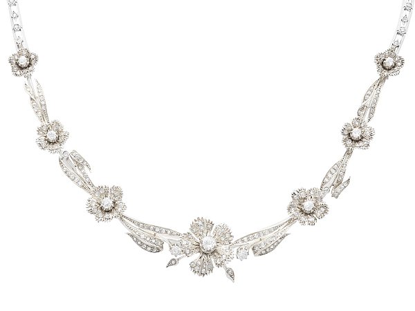 Antique Floral Diamond Necklace in Gold