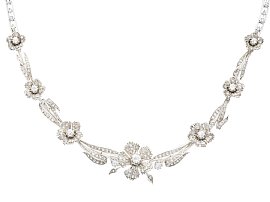 Antique 8.50ct Diamond Floral Necklace in 9ct Gold and Silver