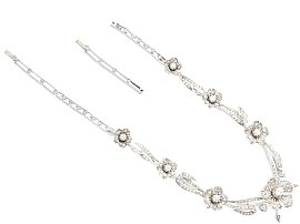 Antique Floral Diamond Necklace in White Gold