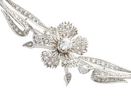 Antique Floral Diamond Necklace in White Gold detail