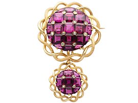 Victorian 23.50ct Garnet and Diamond Brooch in 18ct Yellow Gold