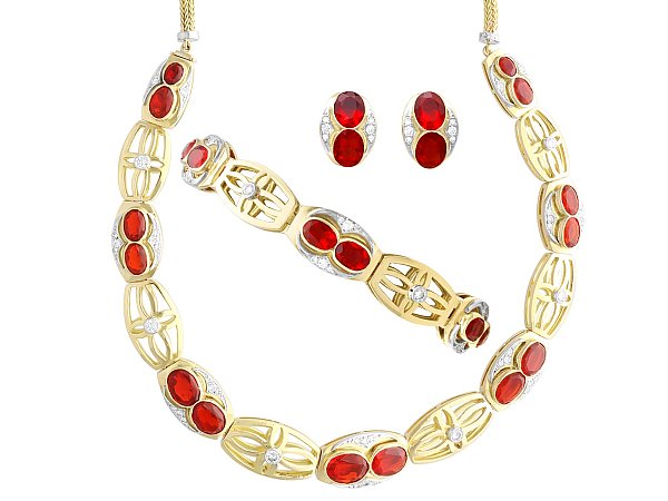 Fire Opal Jewellery Set in Gold for Sale