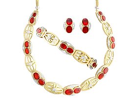 Fire Opal Jewellery Set in Gold for Sale