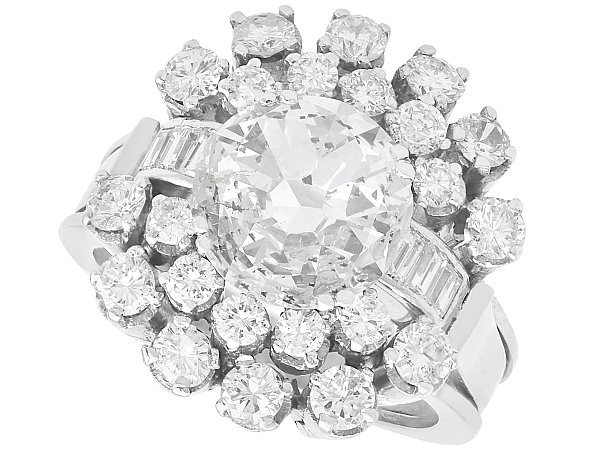 Rose Cut Diamond Cluster Ring in Platinum