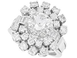 5.74ct Rose Cut Diamond Cluster Ring in Platinum