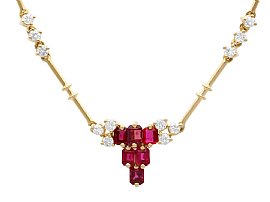 Vintage 1.05ct Ruby and Diamond Necklace in18ct Yellow Gold