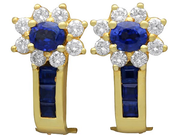 Sapphire and Diamond Earrings in Yellow Gold