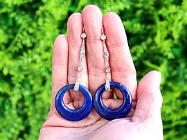 Antique Lapis Lazuli Earrings outside