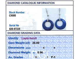 Antique Lapis Lazuli Earrings grading card