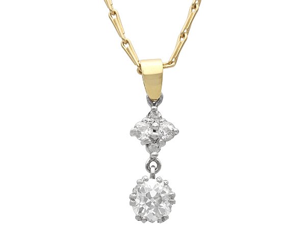 Diamond Drop Pendant Necklace in 9ct Gold for Sale