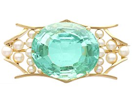 Birks Brooch with Aquamarine and Pearls