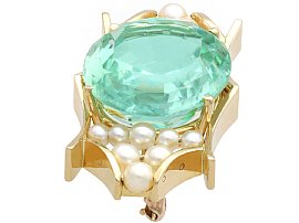 Birks Brooch with Aquamarine and Pearls