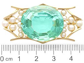 Birks Brooch with Aquamarine and Pearls size