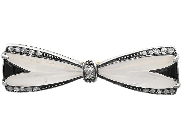 Rock Crystal and Diamond Bow Brooch for Sale