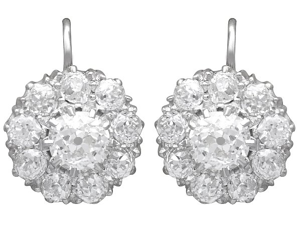 Floral Cluster Diamond Earrings in Platinum for Sale