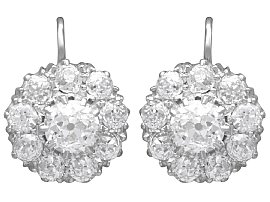 2.50ct Diamond and Platinum Cluster Earrings - Antique Circa 1900