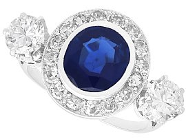 Antique Platinum Sapphire and Diamond Ring