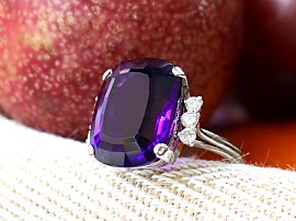 Cushion Cut Amethyst Engagement Ring